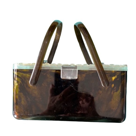 Merle Norman Cosmetics Handbags - Faux Tortoise Shell Lucite Purse- MCM 1960s